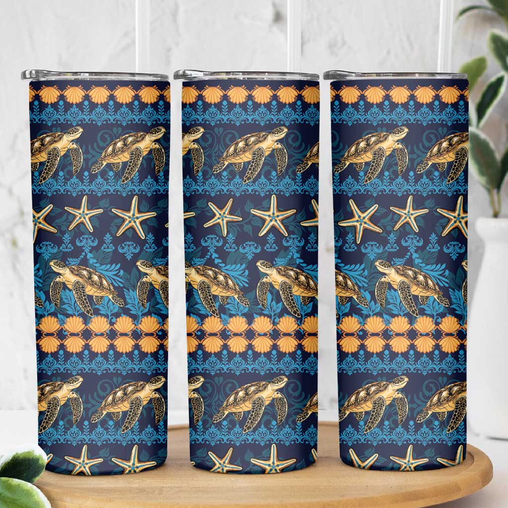 Hawaii Turtles Starfish Unique Pattern Skinny Tumbler LT01 - Polynesian Pride