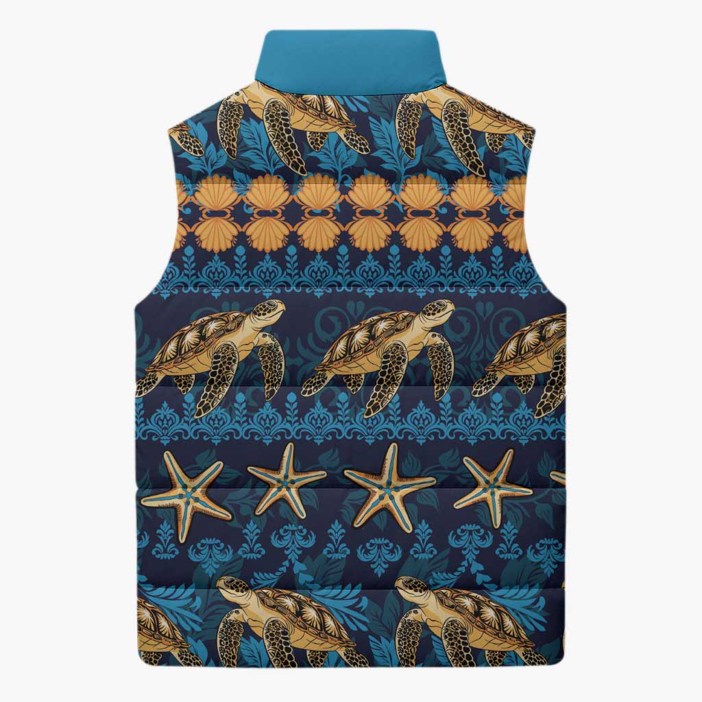 Hawaii Turtles Starfish Unique Pattern Sleeveless Puffer Jacket LT01 - Polynesian Pride