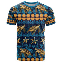 Hawaii Turtles Starfish Unique Pattern T Shirt LT01 Blue - Polynesian Pride