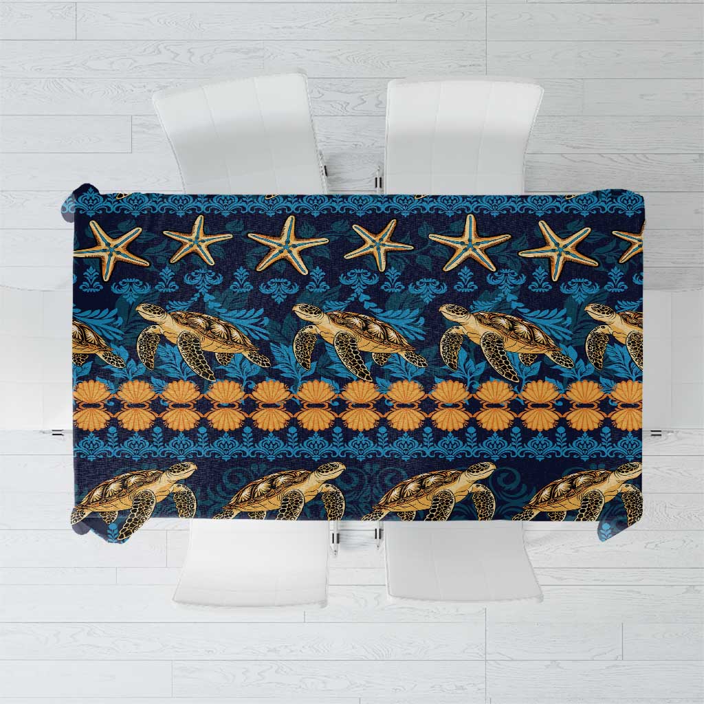 Hawaii Turtles Starfish Unique Pattern Tablecloth LT01 Blue - Polynesian Pride