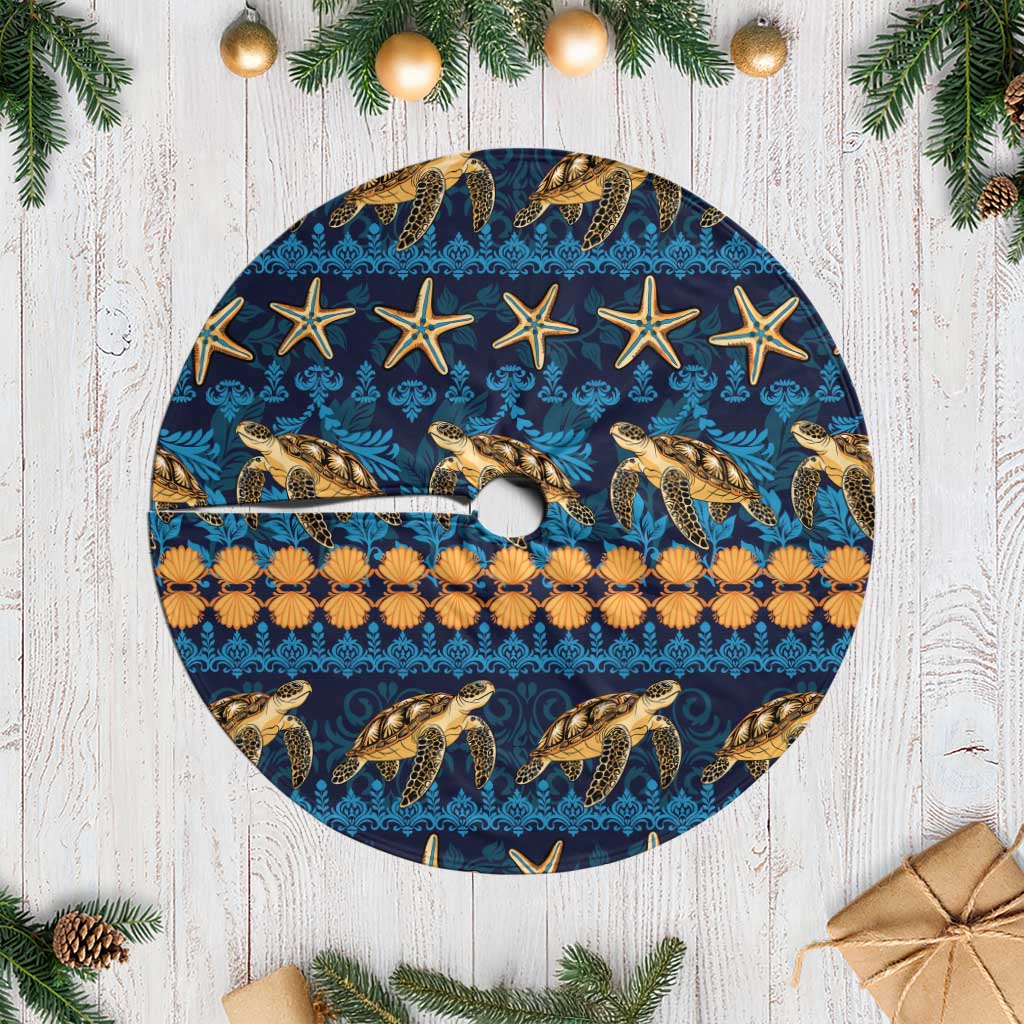 Hawaii Turtles Starfish Unique Pattern Tree Skirt LT01 Casual Blue - Polynesian Pride