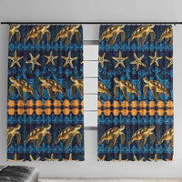 Hawaii Turtles Starfish Unique Pattern Window Curtain LT01 With Hooks Blue - Polynesian Pride