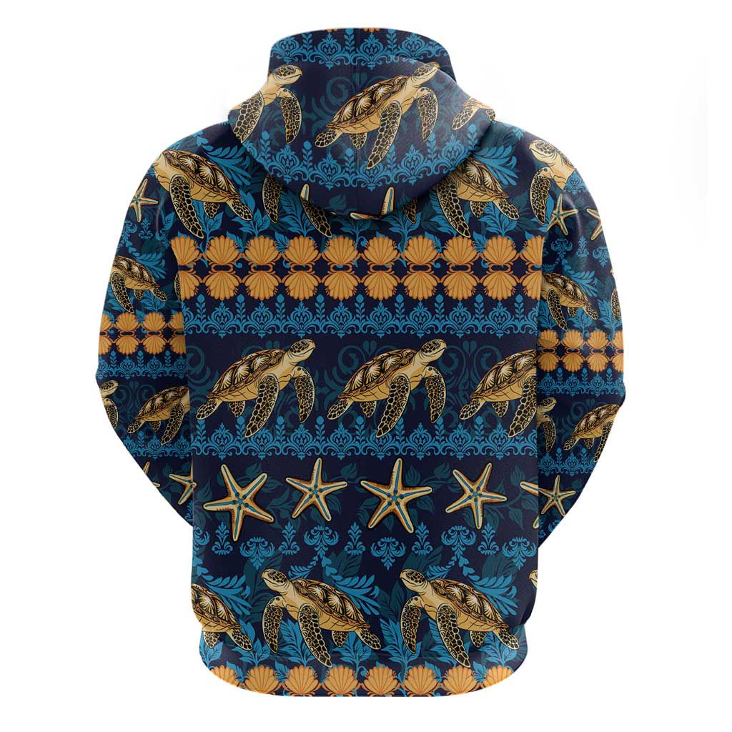 Hawaii Turtles Starfish Unique Pattern Zip Hoodie LT01 - Polynesian Pride
