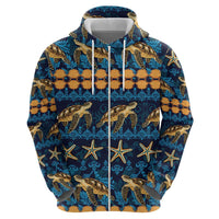 Hawaii Turtles Starfish Unique Pattern Zip Hoodie LT01 - Polynesian Pride