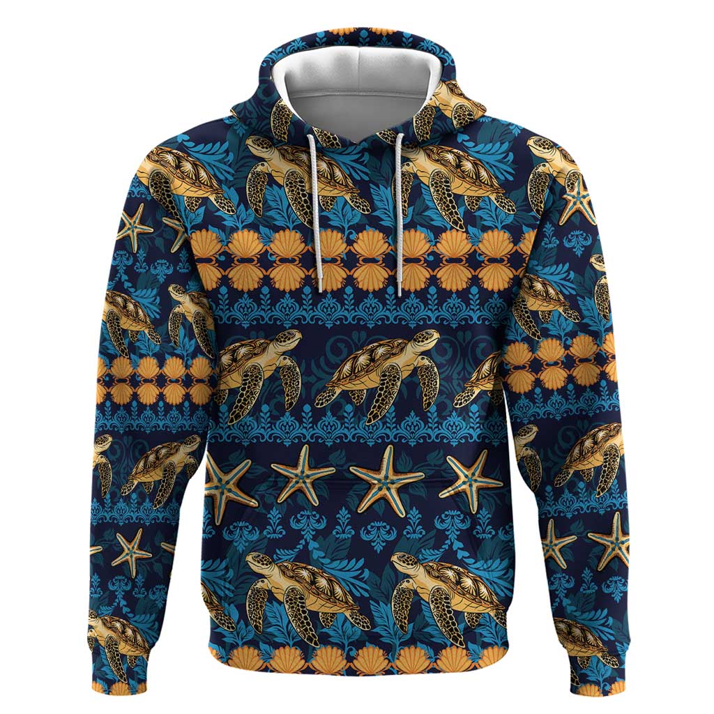 Hawaii Turtles Starfish Unique Pattern Zip Hoodie LT01 Pullover Hoodie Blue - Polynesian Pride