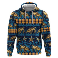 Hawaii Turtles Starfish Unique Pattern Zip Hoodie LT01 Pullover Hoodie Blue - Polynesian Pride