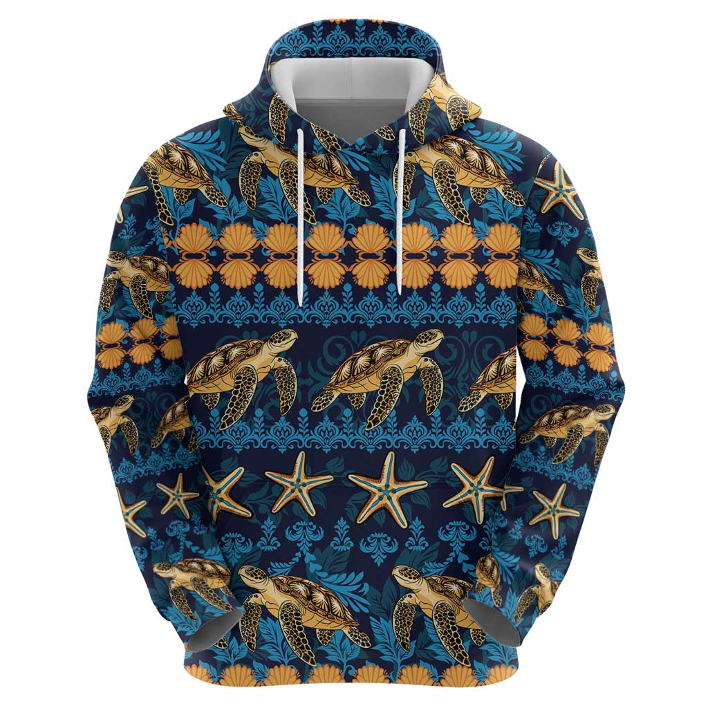 Hawaii Turtles Starfish Unique Pattern Zip Hoodie LT01 - Polynesian Pride