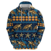 Hawaii Turtles Starfish Unique Pattern Zip Hoodie LT01 - Polynesian Pride