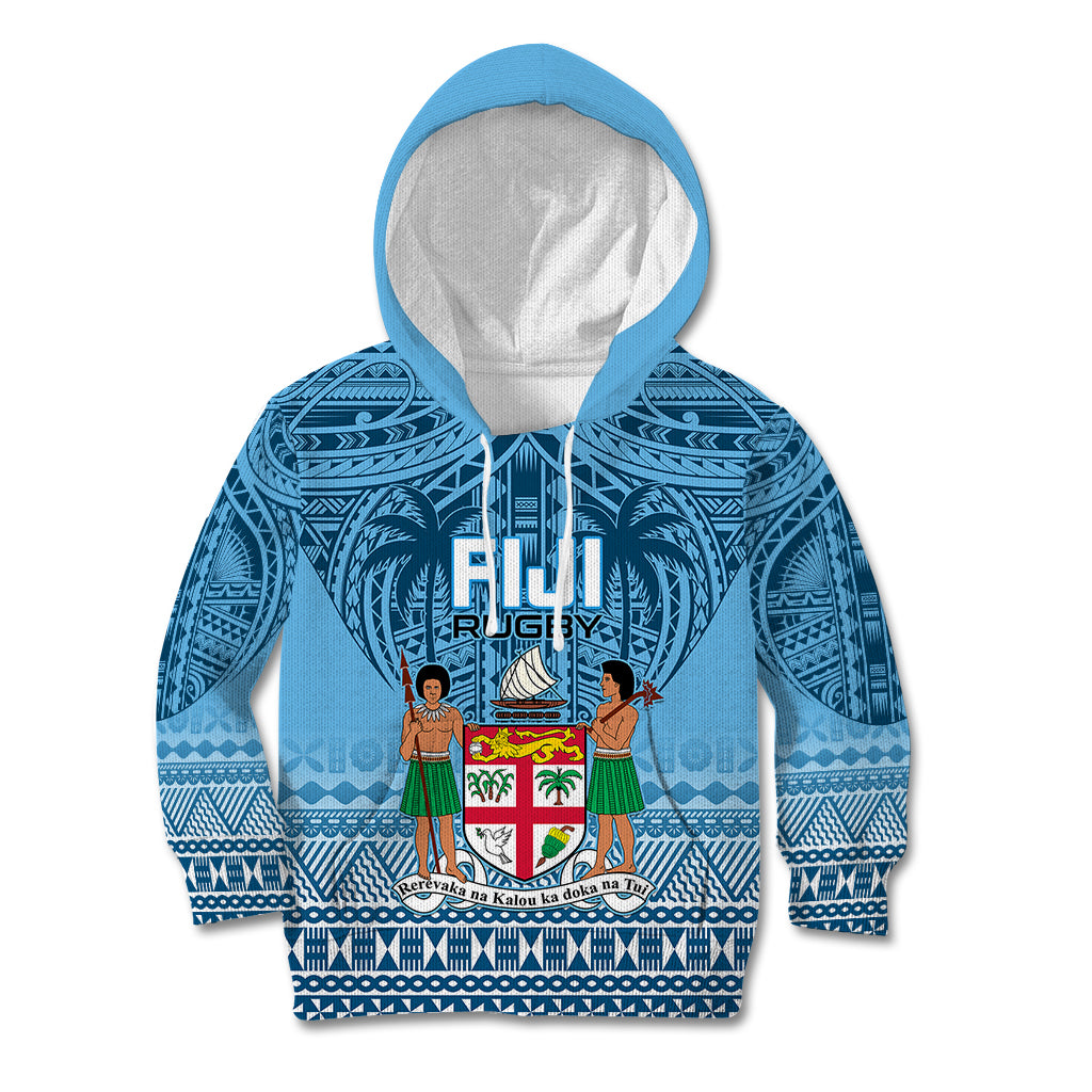 Fiji Rugby Kid Hoodie Fijian Go 2023 World Cup LT01 Blue - Polynesian Pride