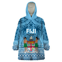 Fiji Rugby Wearable Blanket Hoodie Fijian Go 2023 World Cup LT01 One Size Blue - Polynesian Pride