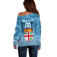 Custom Fiji Rugby Off Shoulder Sweater Fijian Go 2023 World Cup LT01 - Polynesian Pride