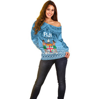 Custom Fiji Rugby Off Shoulder Sweater Fijian Go 2023 World Cup LT01 - Polynesian Pride