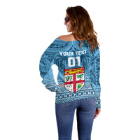 Custom Fiji Rugby Off Shoulder Sweater Fijian Go 2023 World Cup LT01 - Polynesian Pride