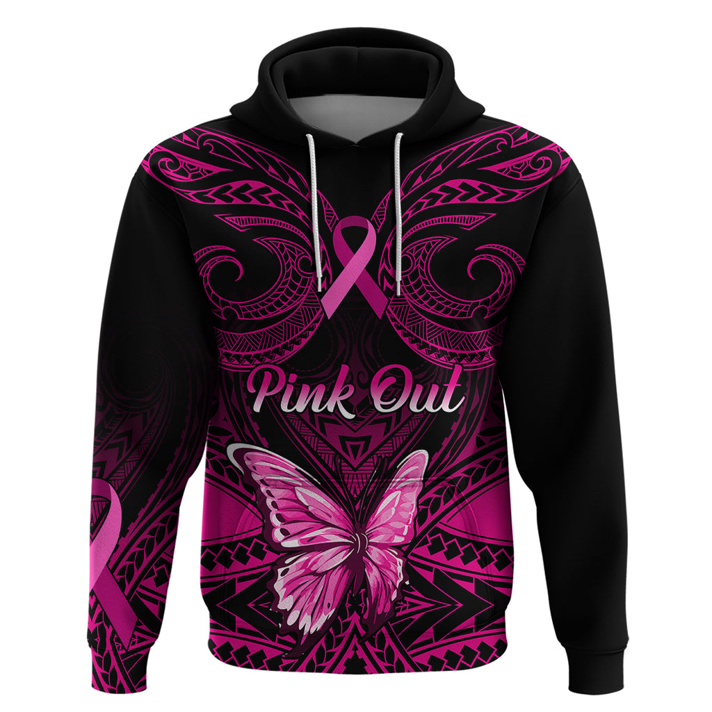 Personalised Pink Out Hoodie Breast Cancer Awareness Polynesian Pattern Black Version LT01 Black - Polynesian Pride