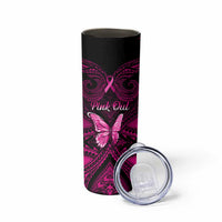 Personalised Pink Out Skinny Tumbler Breast Cancer Awareness Polynesian Pattern Black Version LT01 - Polynesian Pride