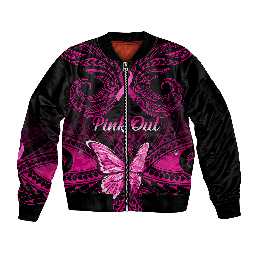 personalised-pink-out-sleeve-zip-bomber-jacket-breast-cancer-awareness-polynesian-pattern-black-version