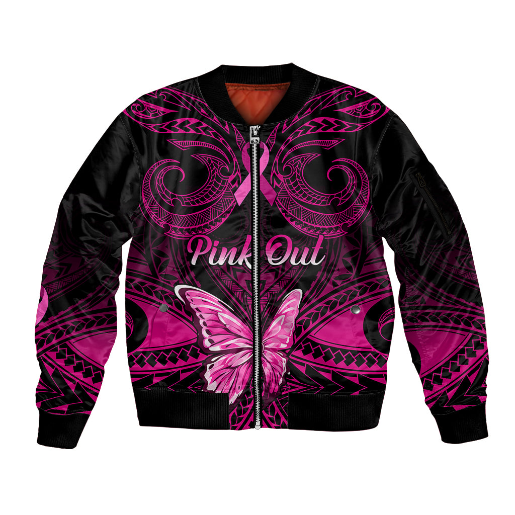 personalised-pink-out-sleeve-zip-bomber-jacket-breast-cancer-awareness-polynesian-pattern-black-version