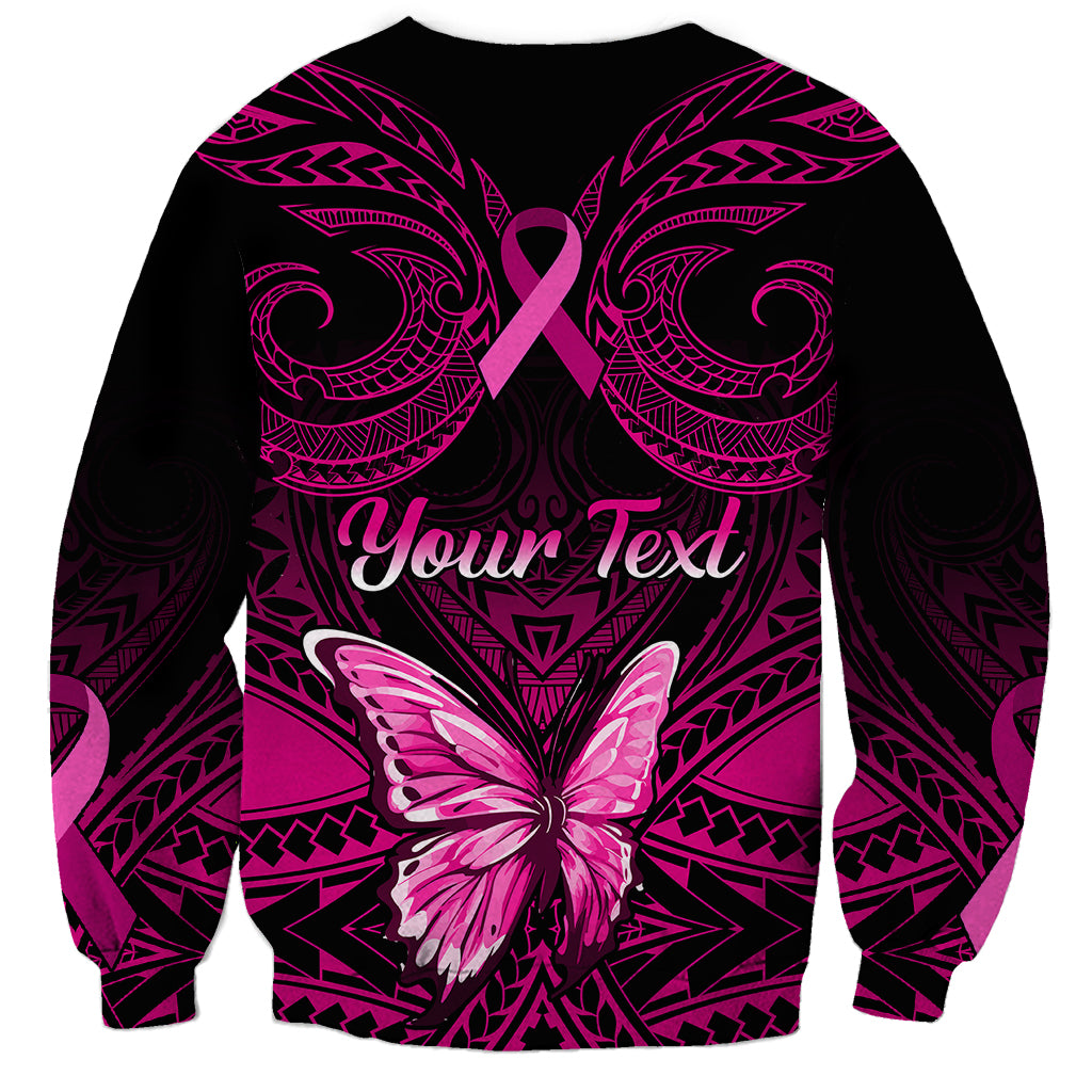 Personalised Pink Out Sweatshirt Breast Cancer Awareness Polynesian Pattern Black Version LT01 - Polynesian Pride