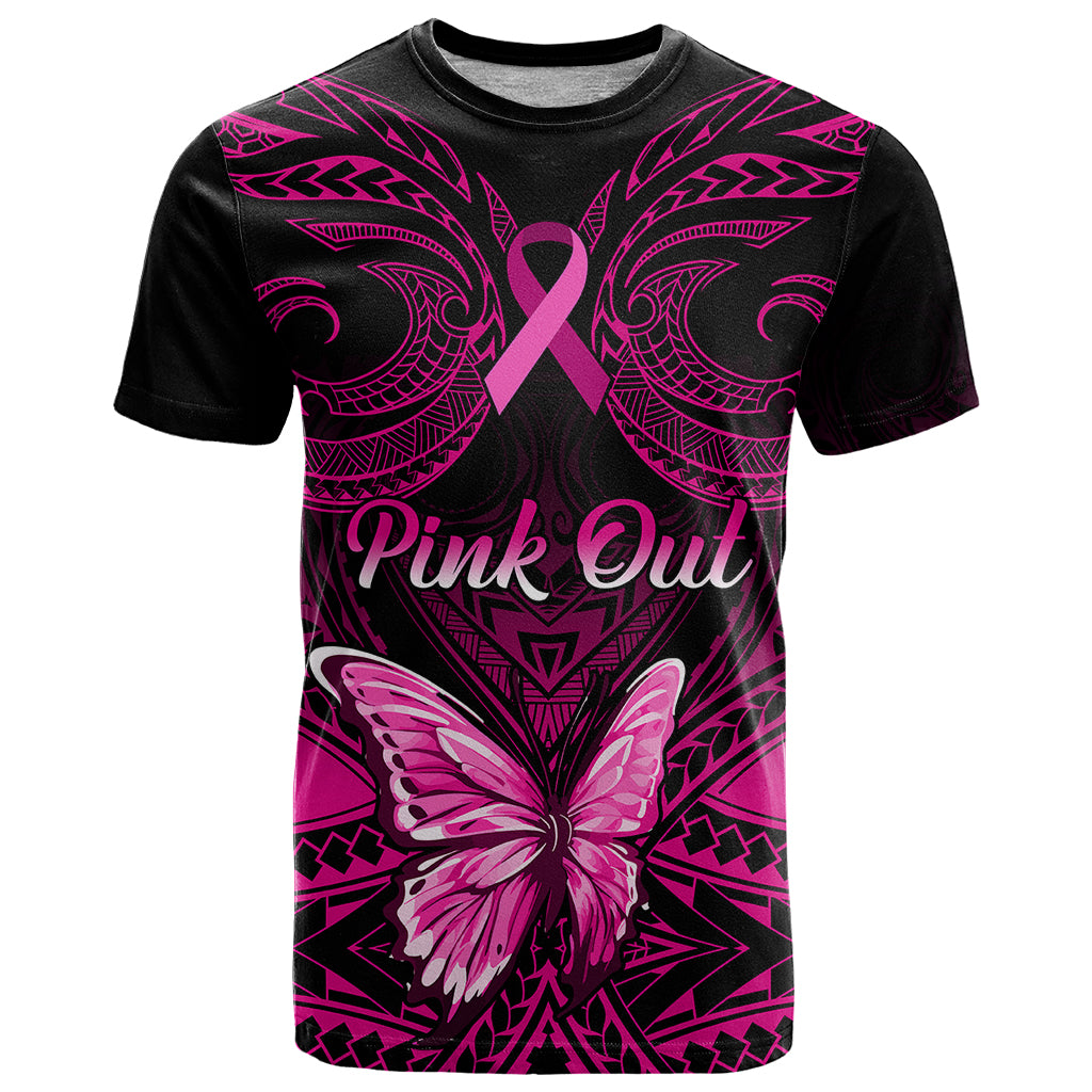 Personalised Pink Out T Shirt Breast Cancer Awareness Polynesian Pattern Black Version LT01 Black - Polynesian Pride