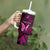 Personalised Pink Out Tumbler With Handle Breast Cancer Awareness Polynesian Pattern Black Version