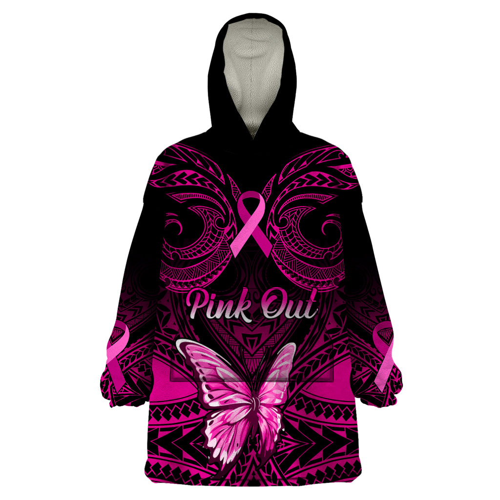 personalised-pink-out-wearable-blanket-hoodie-breast-cancer-awareness-polynesian-pattern-black-version