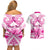 personalised-pink-out-couples-matching-off-shoulder-short-dress-and-hawaiian-shirt-breast-cancer-awareness-polynesian-pattern-white-version