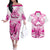 personalised-pink-out-couples-matching-off-the-shoulder-long-sleeve-dress-and-hawaiian-shirt-breast-cancer-awareness-polynesian-pattern-white-version