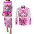 personalised-pink-out-couples-matching-puletasi-dress-and-long-sleeve-button-shirts-breast-cancer-awareness-polynesian-pattern-white-version