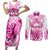 personalised-pink-out-couples-matching-short-sleeve-bodycon-dress-and-long-sleeve-button-shirts-breast-cancer-awareness-polynesian-pattern-white-version