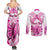 personalised-pink-out-couples-matching-summer-maxi-dress-and-long-sleeve-button-shirts-breast-cancer-awareness-polynesian-pattern-white-version