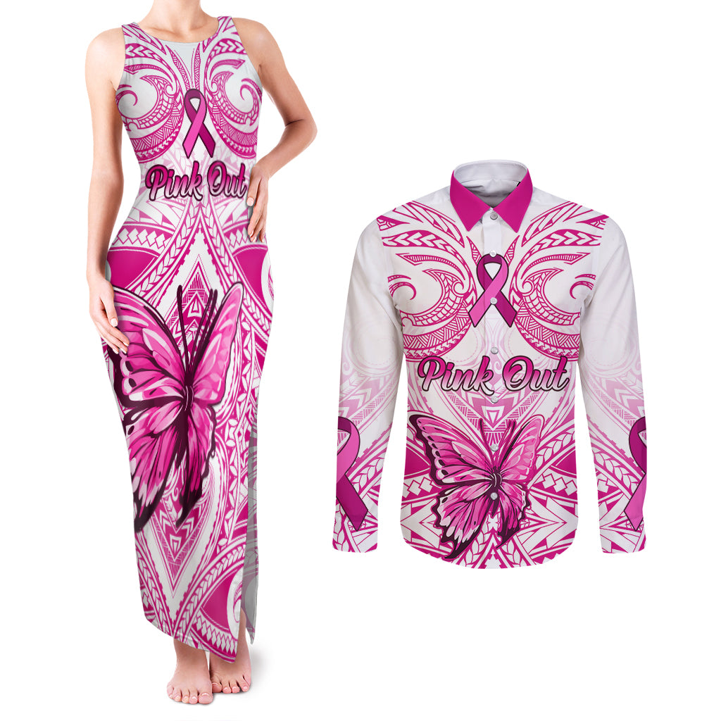 personalised-pink-out-couples-matching-tank-maxi-dress-and-long-sleeve-button-shirts-breast-cancer-awareness-polynesian-pattern-white-version