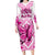 personalised-pink-out-family-matching-long-sleeve-bodycon-dress-and-hawaiian-shirt-breast-cancer-awareness-polynesian-pattern-white-version