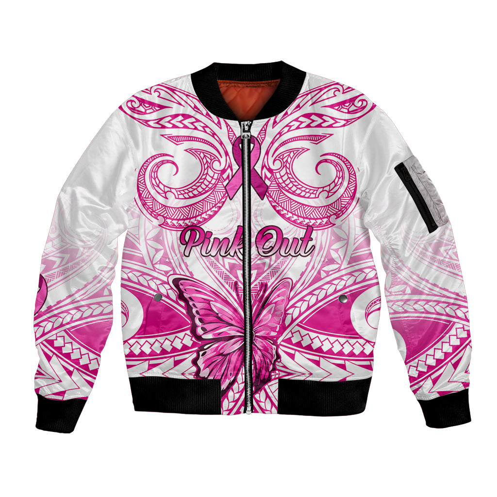 personalised-pink-out-sleeve-zip-bomber-jacket-breast-cancer-awareness-polynesian-pattern-white-version