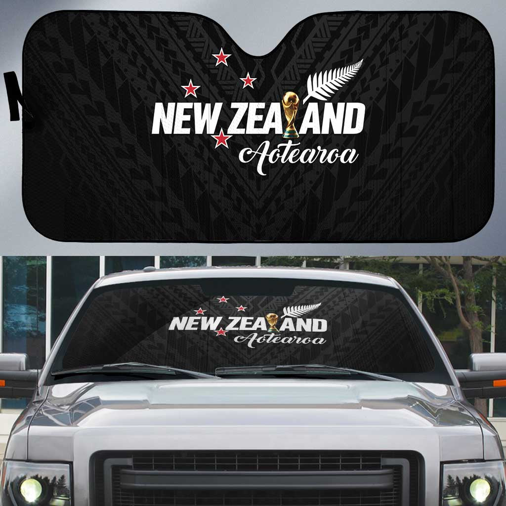 Football New Zealand Auto Sun Shade Aotearoa United Black Version LT01 Black - Polynesian Pride