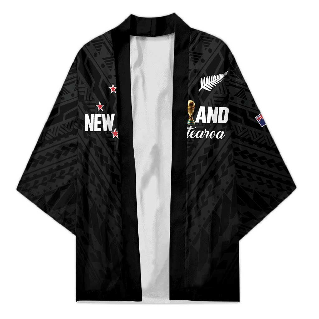 Custom Football New Zealand Kimono Aotearoa United Black Version LT01 Unisex Black - Polynesian Pride