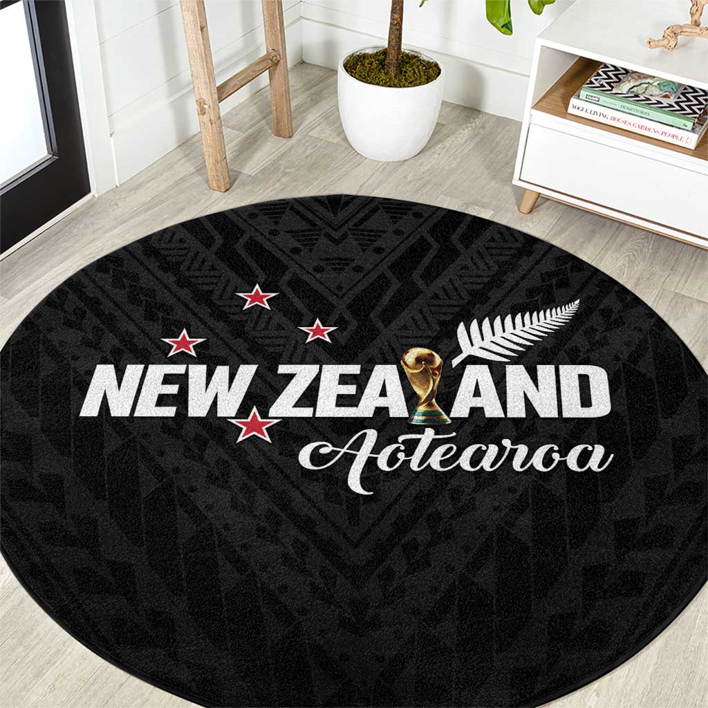 Football New Zealand Round Carpet Aotearoa United Black Version LT01 Black - Polynesian Pride