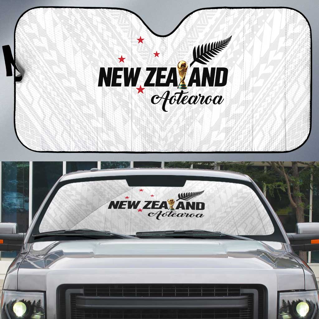 Football New Zealand Auto Sun Shade Aotearoa United White Version LT01 White - Polynesian Pride