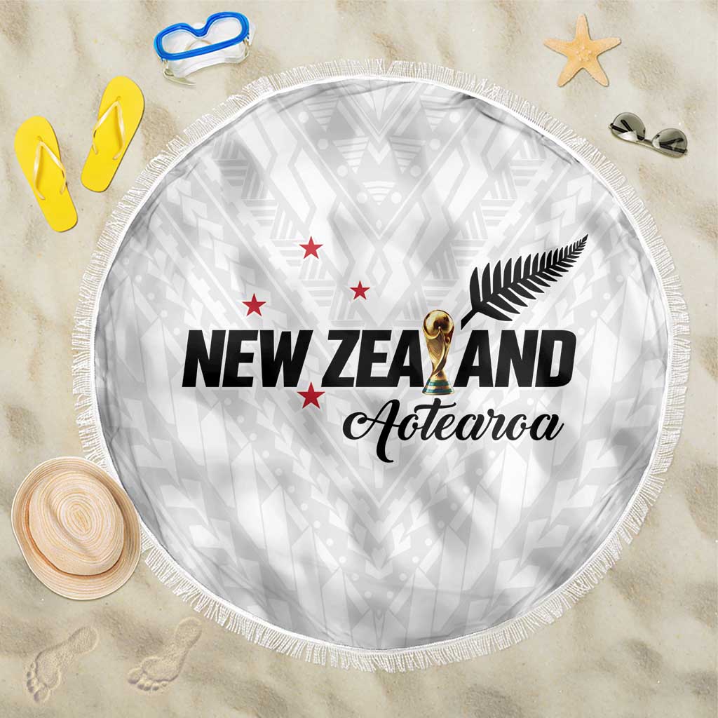 Football New Zealand Beach Blanket Aotearoa United White Version LT01 One Size 150cm White - Polynesian Pride