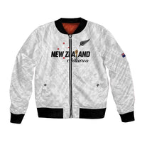 Custom Football New Zealand Bomber Jacket Aotearoa United White Version LT01 Unisex White - Polynesian Pride