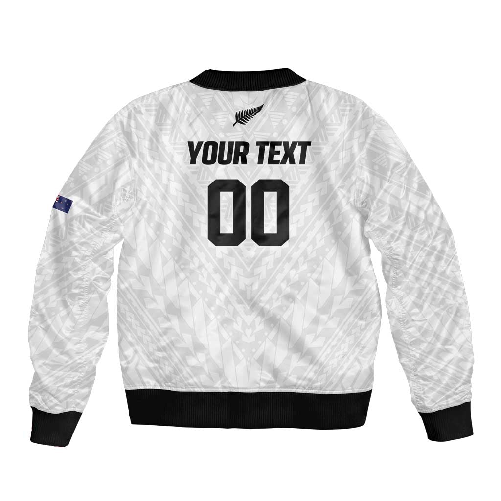 Custom Football New Zealand Bomber Jacket Aotearoa United White Version LT01 - Polynesian Pride