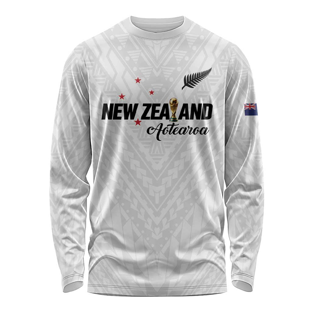 Custom Football New Zealand Long Sleeve Shirt Aotearoa United White Version LT01 Unisex White - Polynesian Pride