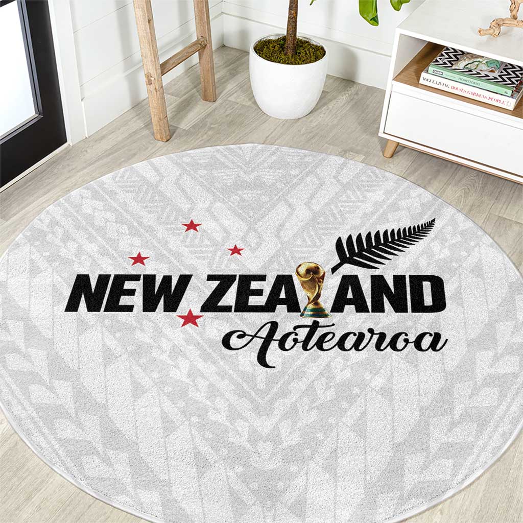 Football New Zealand Round Carpet Aotearoa United White Version LT01 White - Polynesian Pride