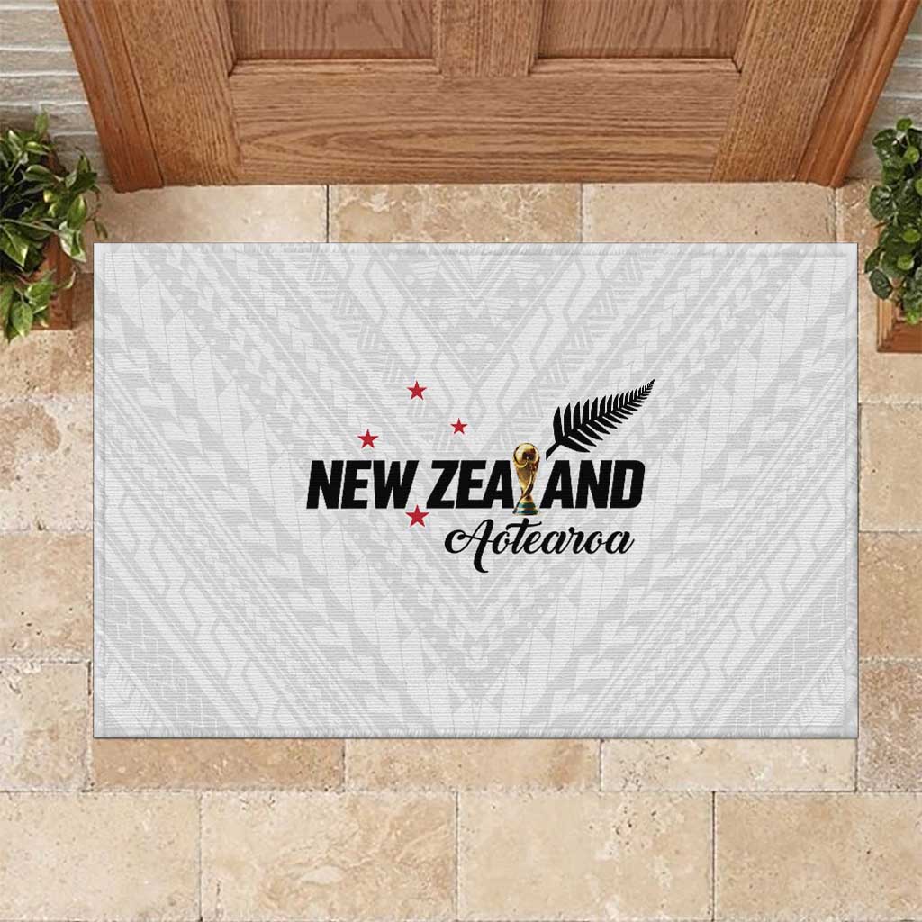 Football New Zealand Rubber Doormat Aotearoa United White Version LT01 White - Polynesian Pride