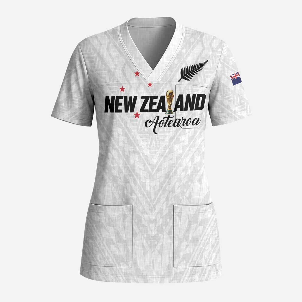 Custom Football New Zealand Scrub Top Aotearoa United White Version LT01 Adult White - Polynesian Pride