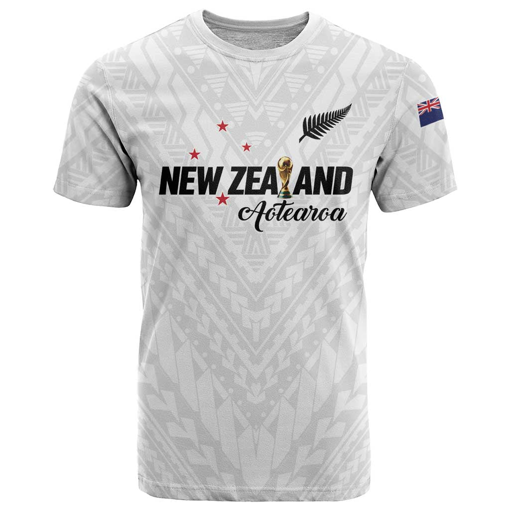 Custom Football New Zealand T Shirt Aotearoa United White Version LT01 White - Polynesian Pride