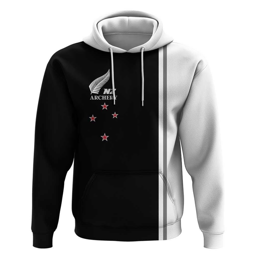 Personalised New Zealand 2025 Archery Basic Zip Hoodie Archery NZ LT01 Pullover Hoodie Black - Polynesian Pride