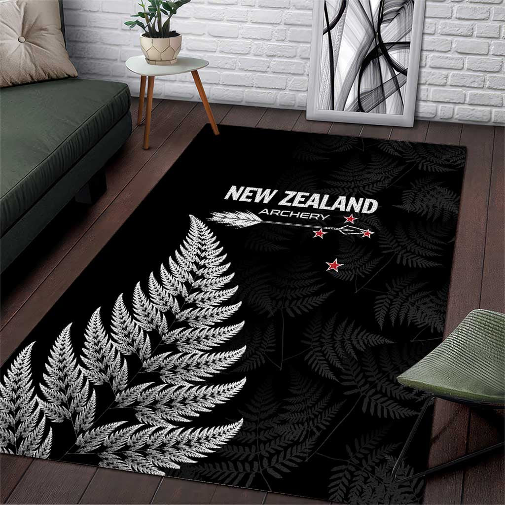 New Zealand 2025 Archery Area Rug Aotearoa Silver Arrows Black LT01 Black - Polynesian Pride