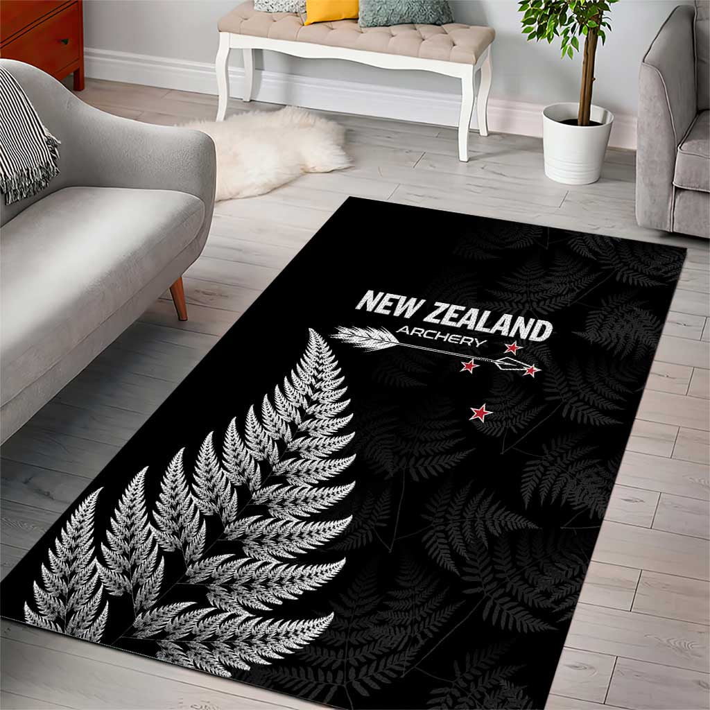 New Zealand 2025 Archery Area Rug Aotearoa Silver Arrows Black LT01 - Polynesian Pride