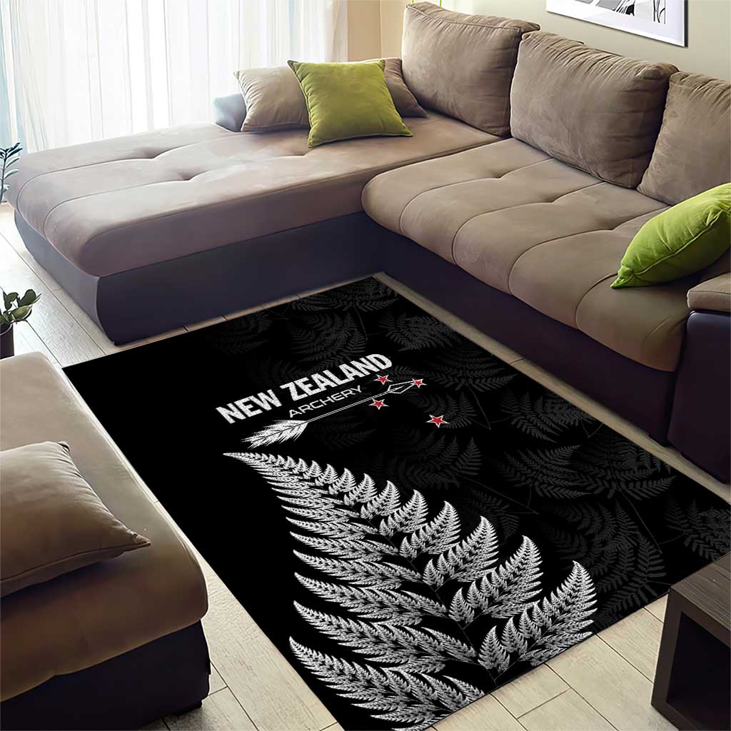 New Zealand 2025 Archery Area Rug Aotearoa Silver Arrows Black LT01 - Polynesian Pride