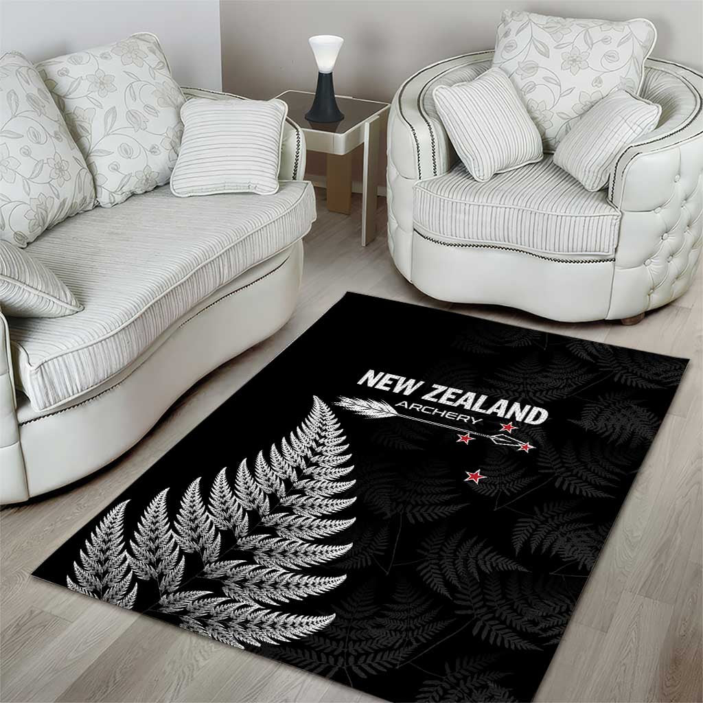New Zealand 2025 Archery Area Rug Aotearoa Silver Arrows Black LT01 - Polynesian Pride